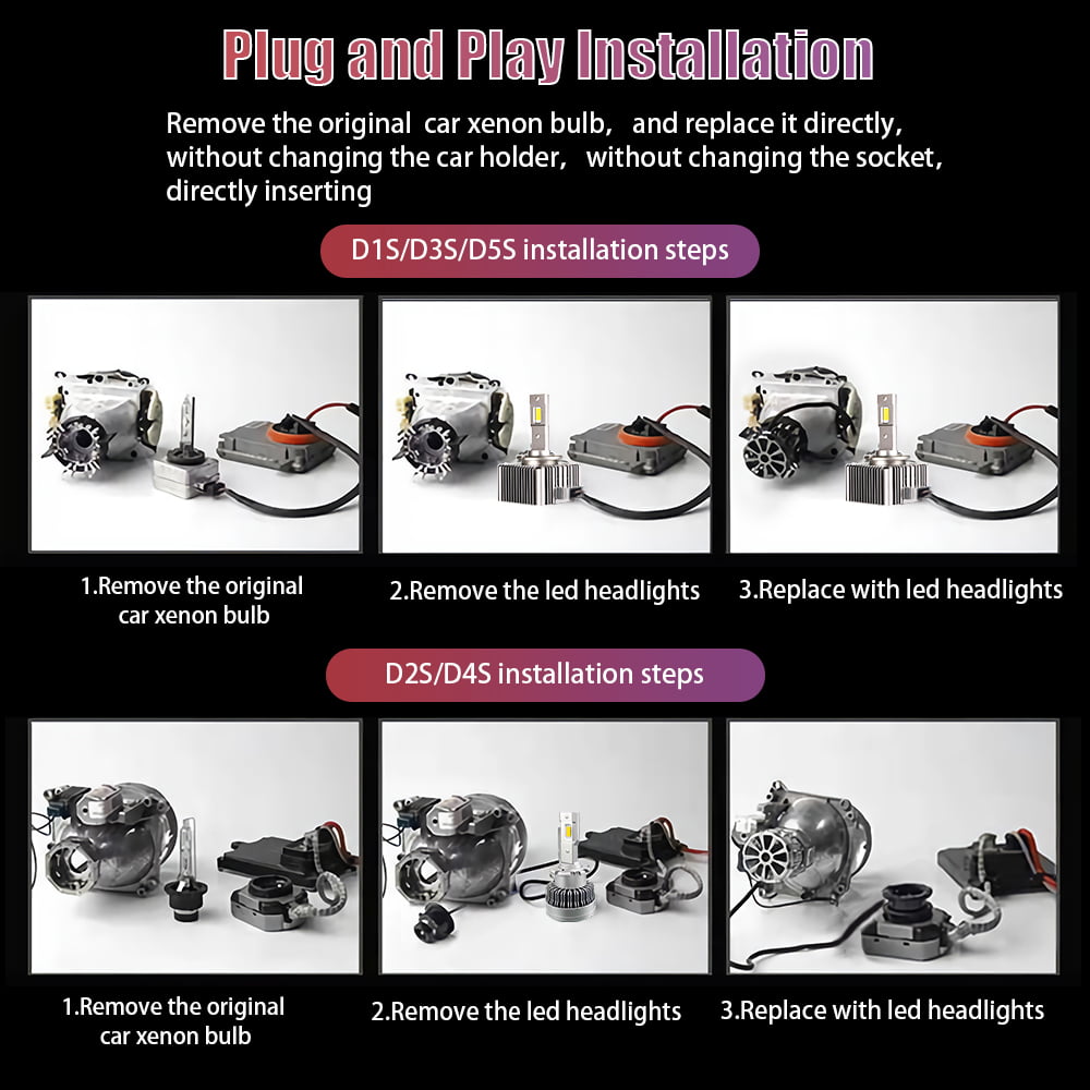 Xenplus Newest DA1 D4S D4R Upgrade 600% Bright 35W Led Headlights Conversion Kit Plug and Play to Original HID Ballast installation