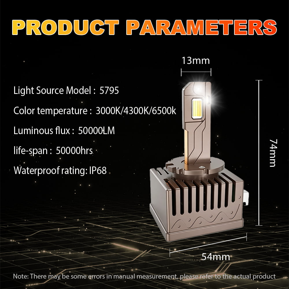 Xenplus DA13 Ultra Bright 3 Colors 50000LM 5795 Chips IP68 Built-in Driver All-in-One Design LED Headlight Bulb for 12V Car Front Lamp