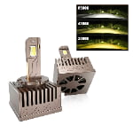 Xenplus DA13 Ultra Bright 3 Colors 50000LM 5795 Chips IP68 Built-in Driver All-in-One Design LED Headlight Bulb for 12V Car Front Lamp