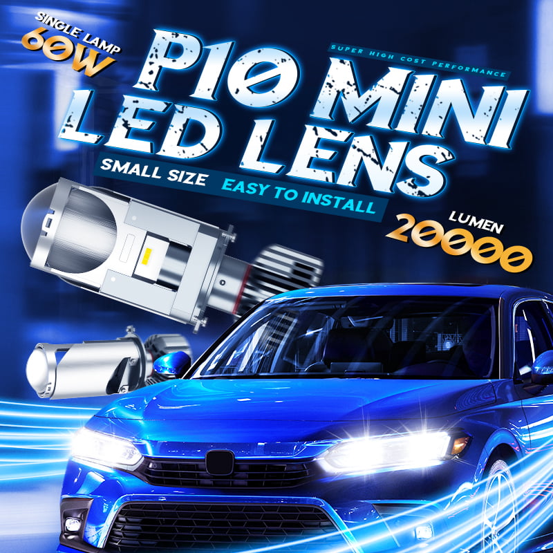 Xenplus P10 H4 60W 20000LM Mini Projector Lens Mini Lens for Reflector and Motorcycle Bulb Led Projector Lens