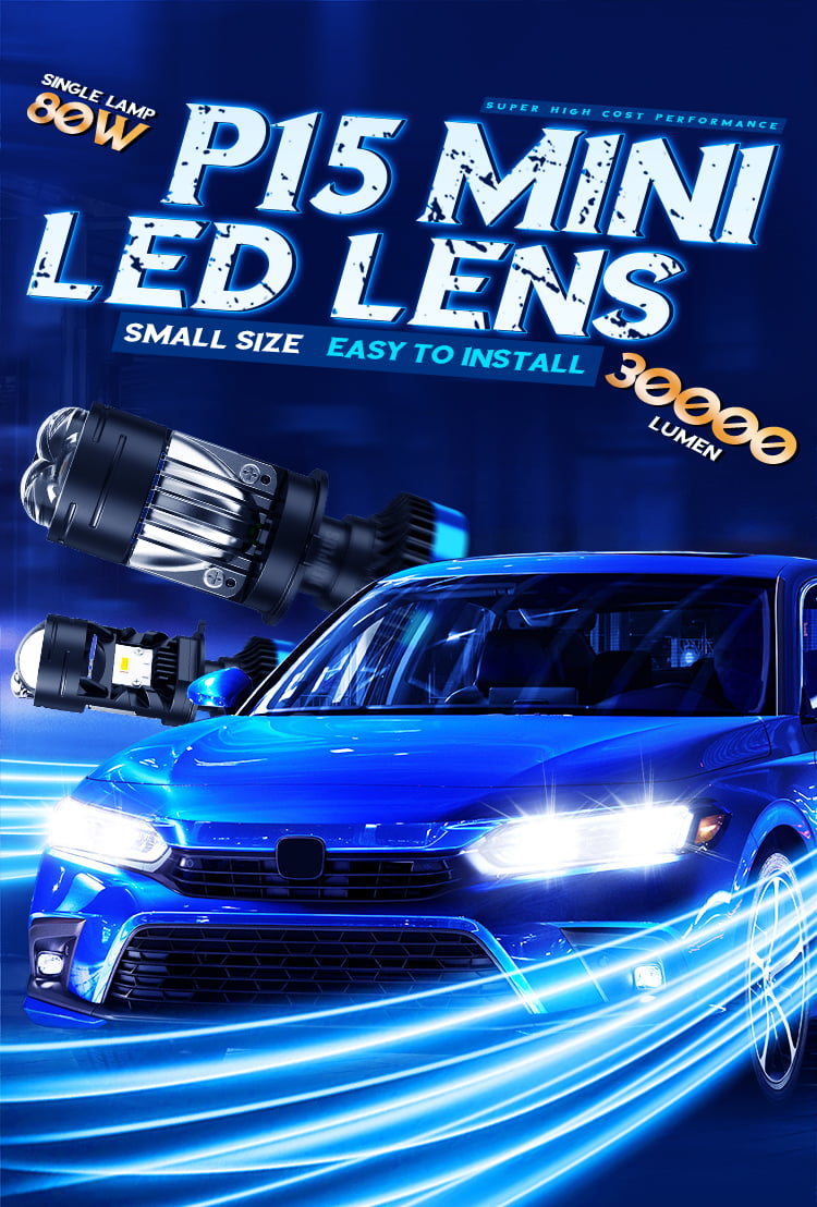 XENPLUS P15 160W 30000LM 6500K H4 Mini Bi LED Projector Lens High Low Beam 4 Groups Chips for Motorcycle Car Accessories detail