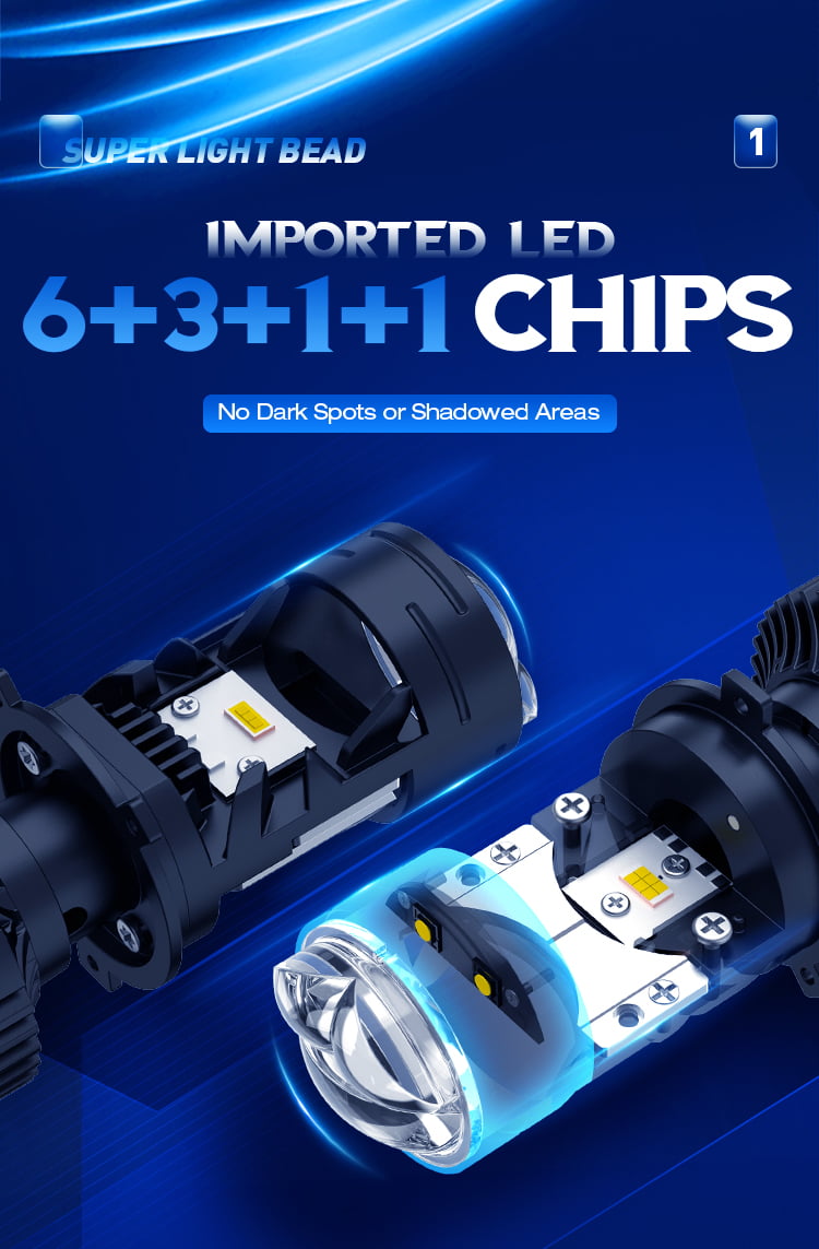 XENPLUS P15 160W 30000LM 6500K H4 Mini Bi LED Projector Lens High Low Beam 4 Groups Chips for Motorcycle Car Accessories detail