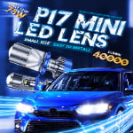XENPLUS Super Bright P17 H4 130W LED Headlights 40000LM 6500K White IP68 Waterproof Car Projector Kit With Mini Lens