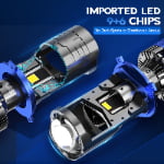 XENPLUS Super Bright P17 H4 130W LED Headlights 40000LM 6500K White IP68 Waterproof Car Projector Kit With Mini Lens