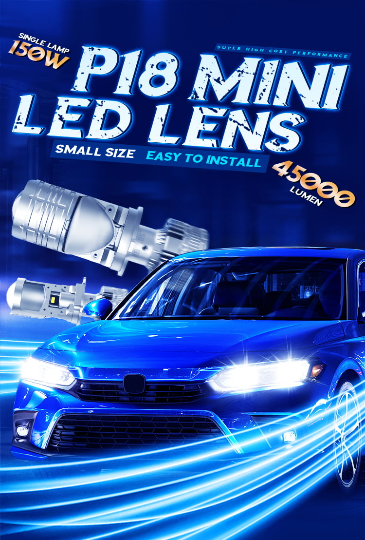 Xenplus Super Bright P18 12v Canbus H4 150w 6500k 45000Lm Cooling System 9+6 Chips Led Motorcycle Car Mini Len Headlight detail