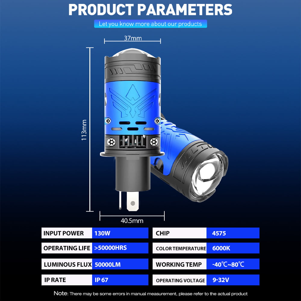 Xenplus P24A High Low Beam H4 Car Light Led Bulbs High Power 130W 6000K 50000LM Super Bright Projector Lens Led Headlights H4