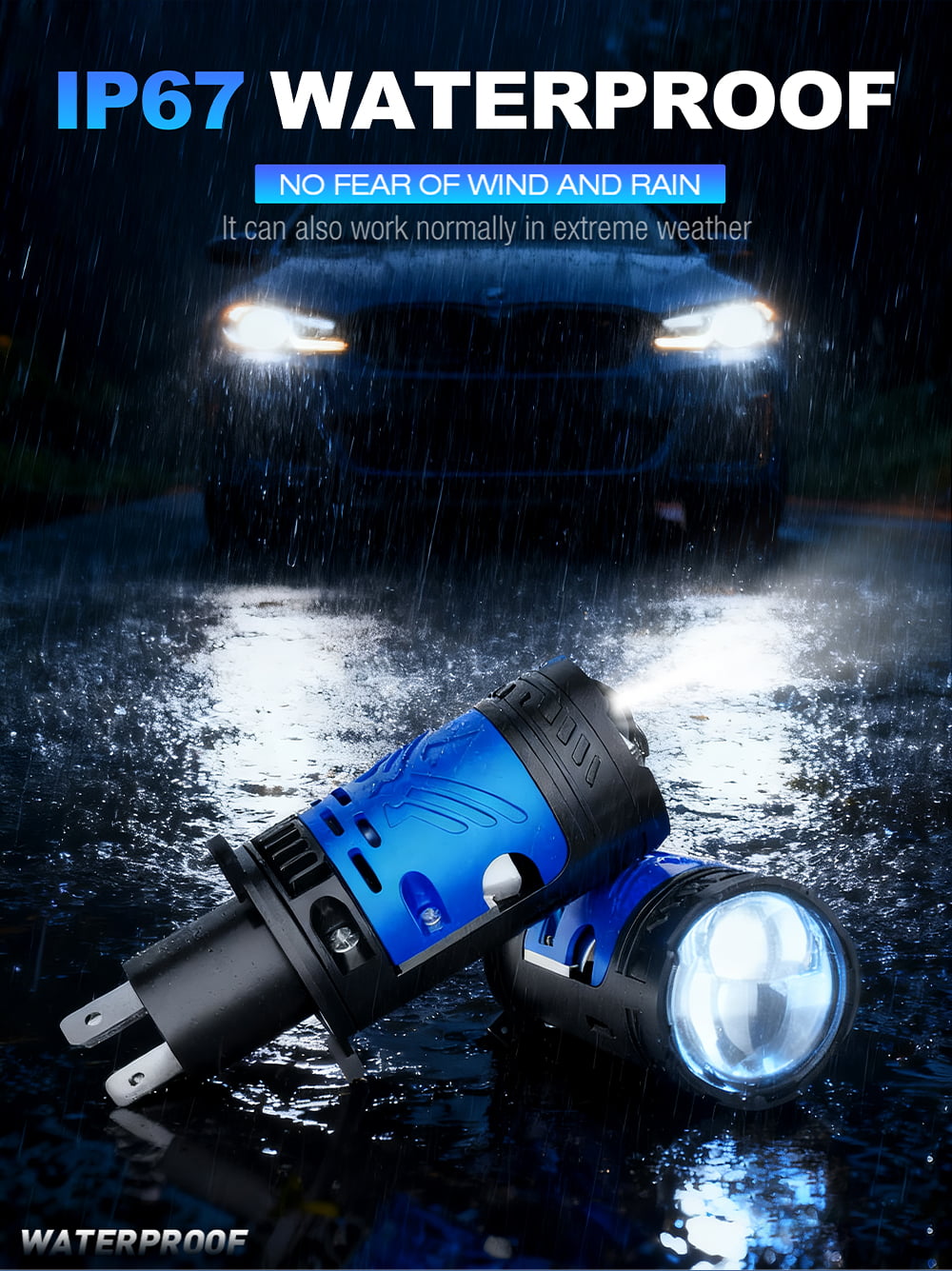 Xenplus P24A High Low Beam H4 Car Light Led Bulbs High Power 130W 6000K 50000LM Super Bright Projector Lens Led Headlights H4 detail