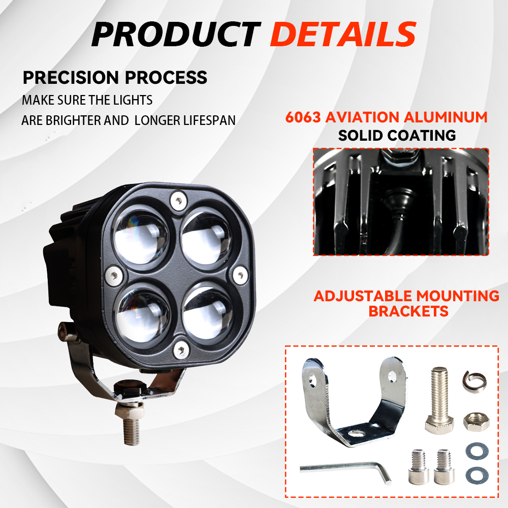 XENPLUS LW9 Mini LED Cube Light — Compact 40W Square Pod, 4000LM Off-Road Driving Light detail