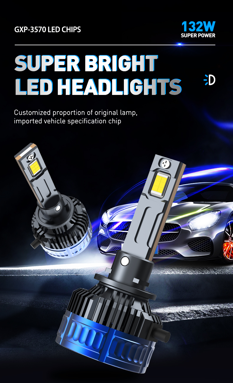 XENPLUS F66 – 48000LM Ultra Bright LED Headlights (132W Super Power) detail