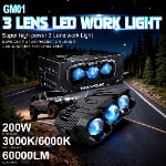 XENPLUS GM01 Offroad LED Work Light – 60000LM Ultra-Bright 3 Lens Design