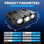XENPLUS GM01 3 Lens Motorcycle LED Work Light 200W 60000LM Auxiliary Fog Lamp