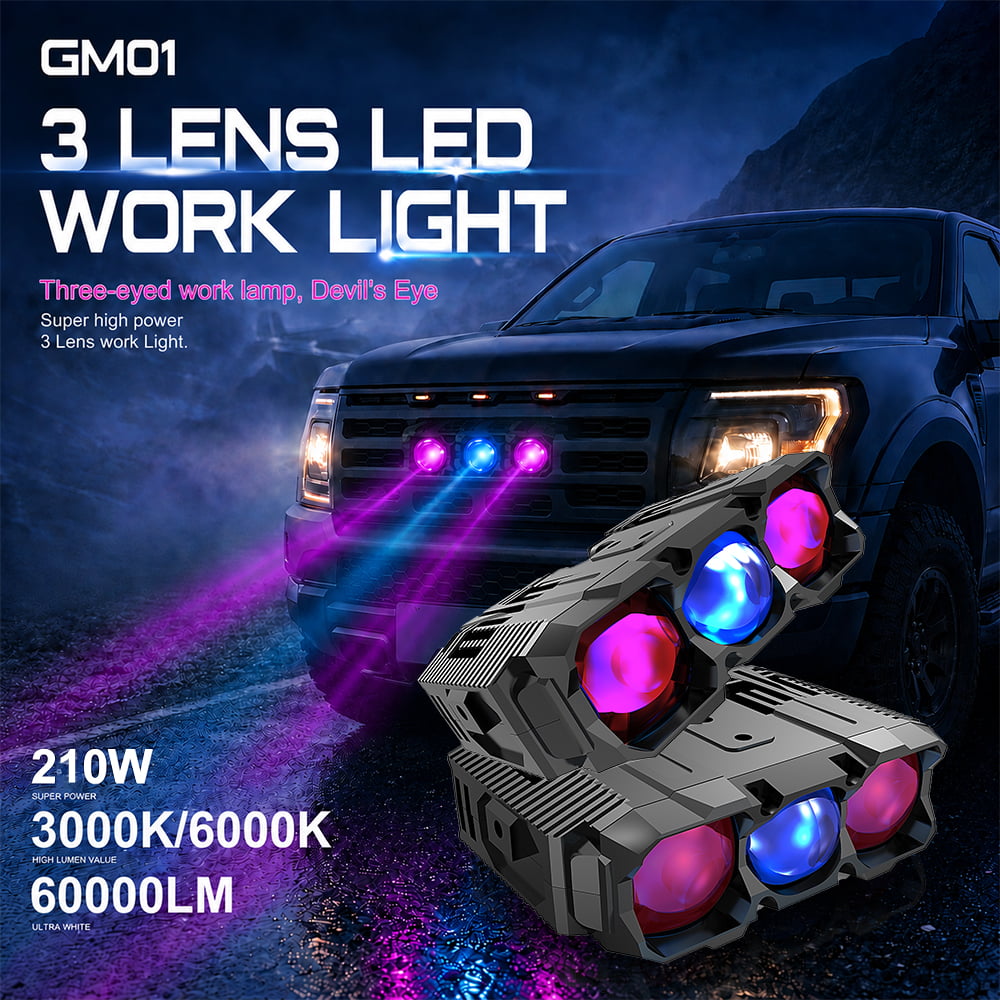 XENPLUS GM01 Devil’s Eye LED Light 210W 60000LM Triple Lens Grille Lamp