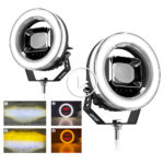 XENPLUS Daytime Running Light Pod – White & Amber Dual Color DRL Halo, 4.5" Round