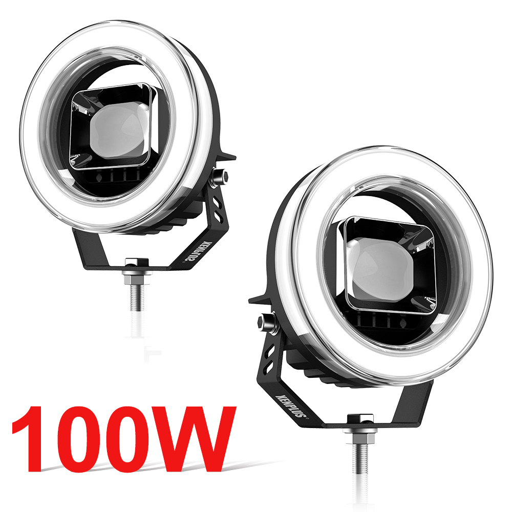 XENPLUS Daytime Running Light Pod – White & Amber Dual Color DRL Halo, 4.5" Round