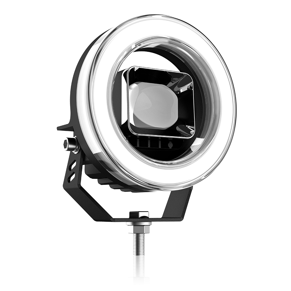 XENPLUS Daytime Running Light Pod – White & Amber Dual Color DRL Halo, 4.5" Round