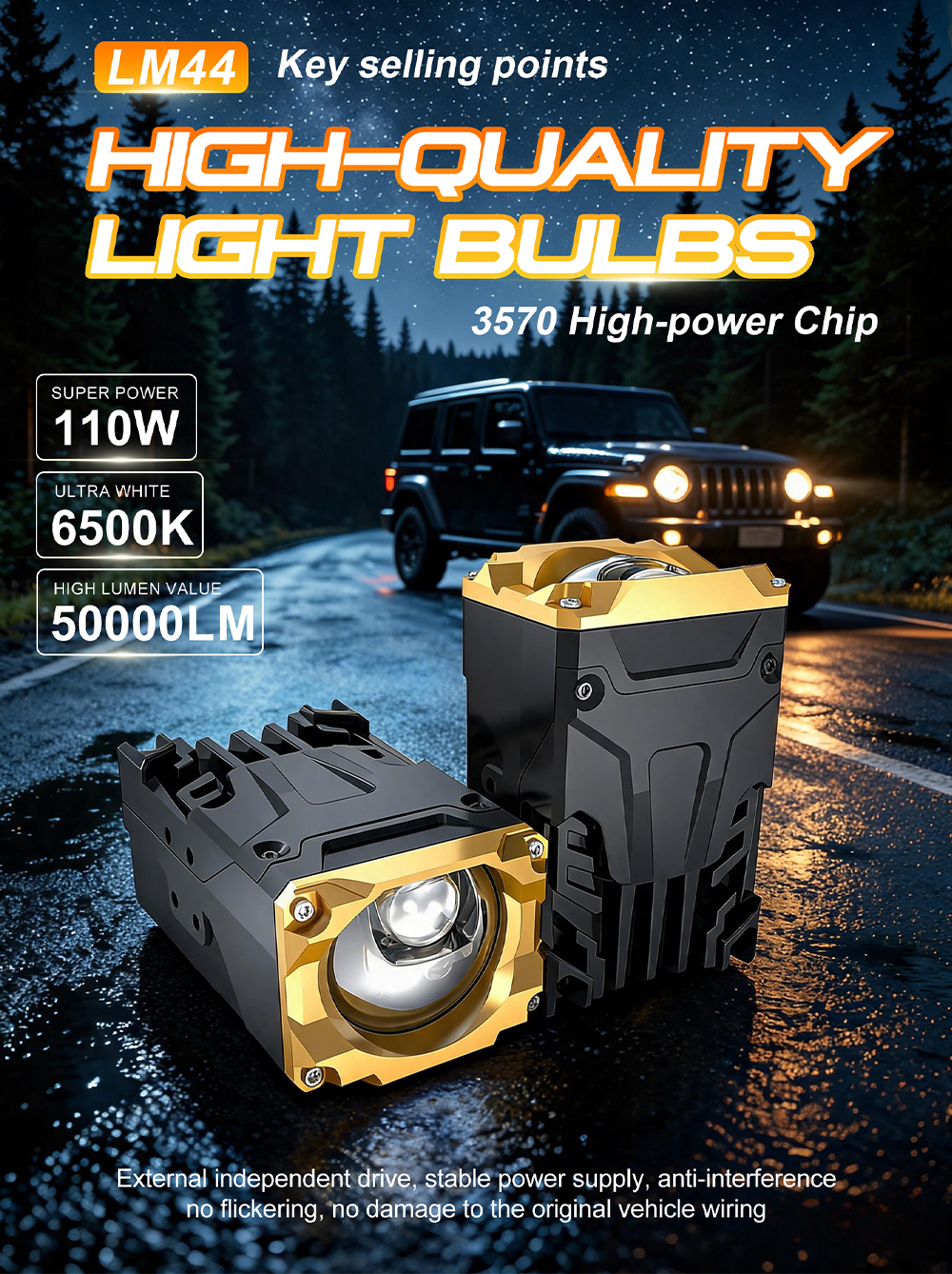 Xenplus LM44 110W 50000LM Super Bright LED Spot Light – 3570 High-Power Chip detail