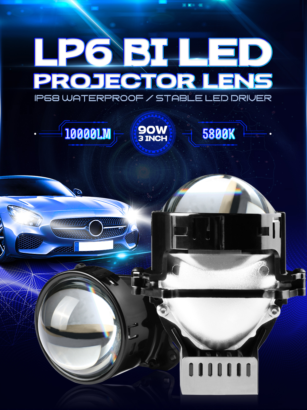 Xenplus LP6 LED Headlight Lens for Bright Night Driving detail